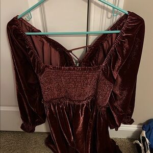 Elegant Burgundy Velvet Dress